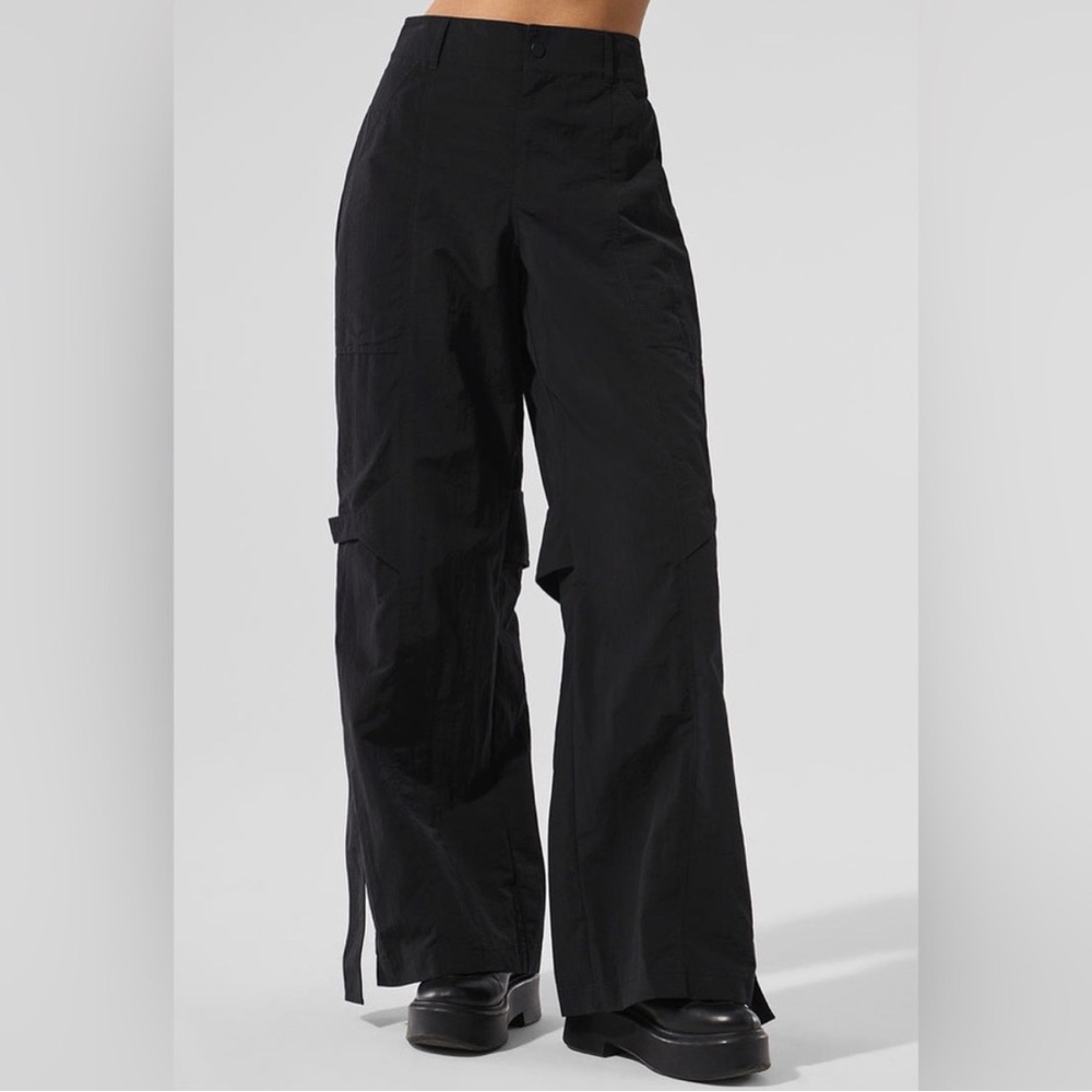 ALO Yoga Black Wide-Leg Utility Trousers